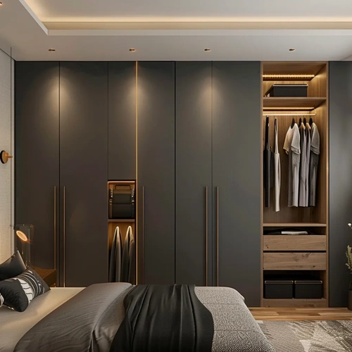 Dark Grey Cupboards Bedroom