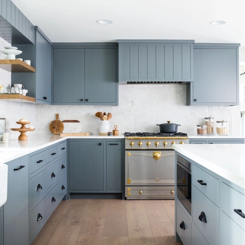 Grey and Gold Kitchen Cabinets