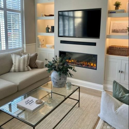 Minimalist TV Unit Carpentry with Shelves