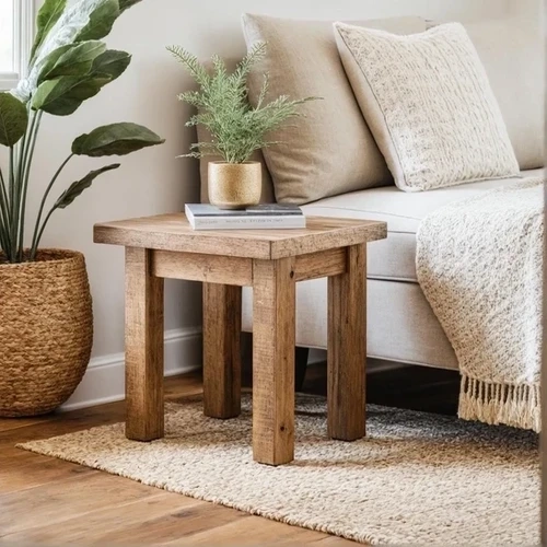 Rustic Wood End Table With Drawer