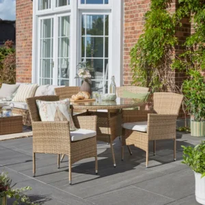 Malta Rattan Effect Round 4 Seater Dining Set