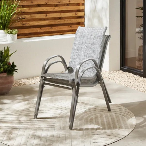 Pack of 2 Textilene Stacking Garden Chairs