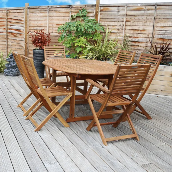 Acacia Extendable Dining Set 6 Seater Wood