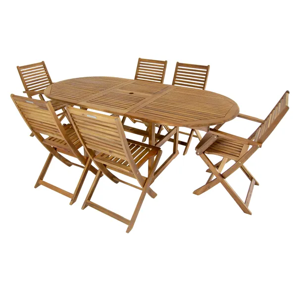 Acacia Extendable Dining Set 6 Seater Wood