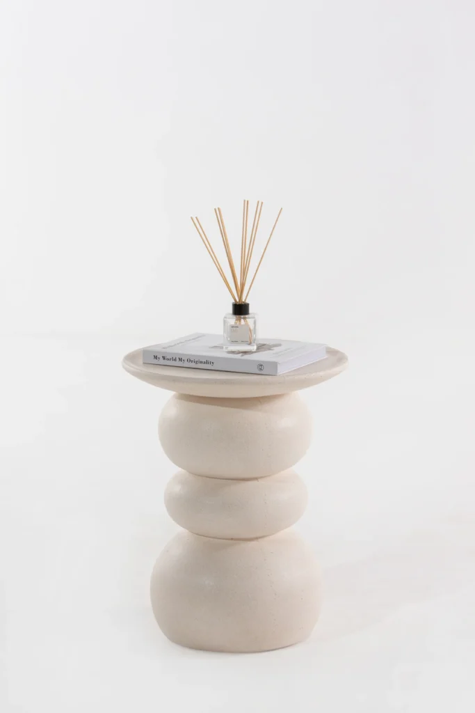 Ambre Off White Concrete Side table