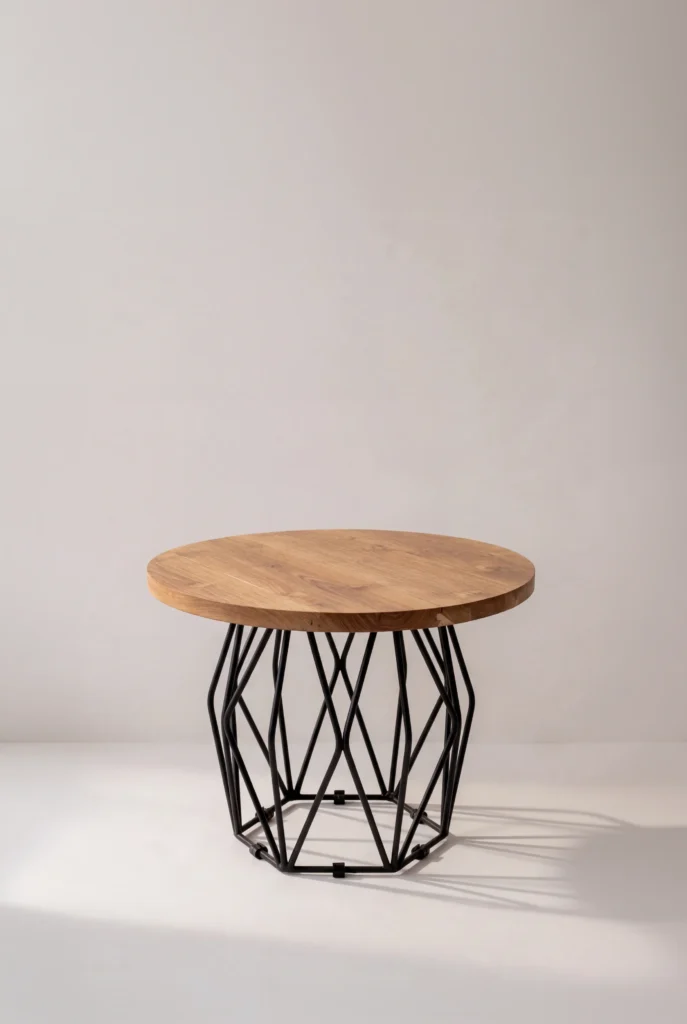 Cyris Solid Wood Round Side Table