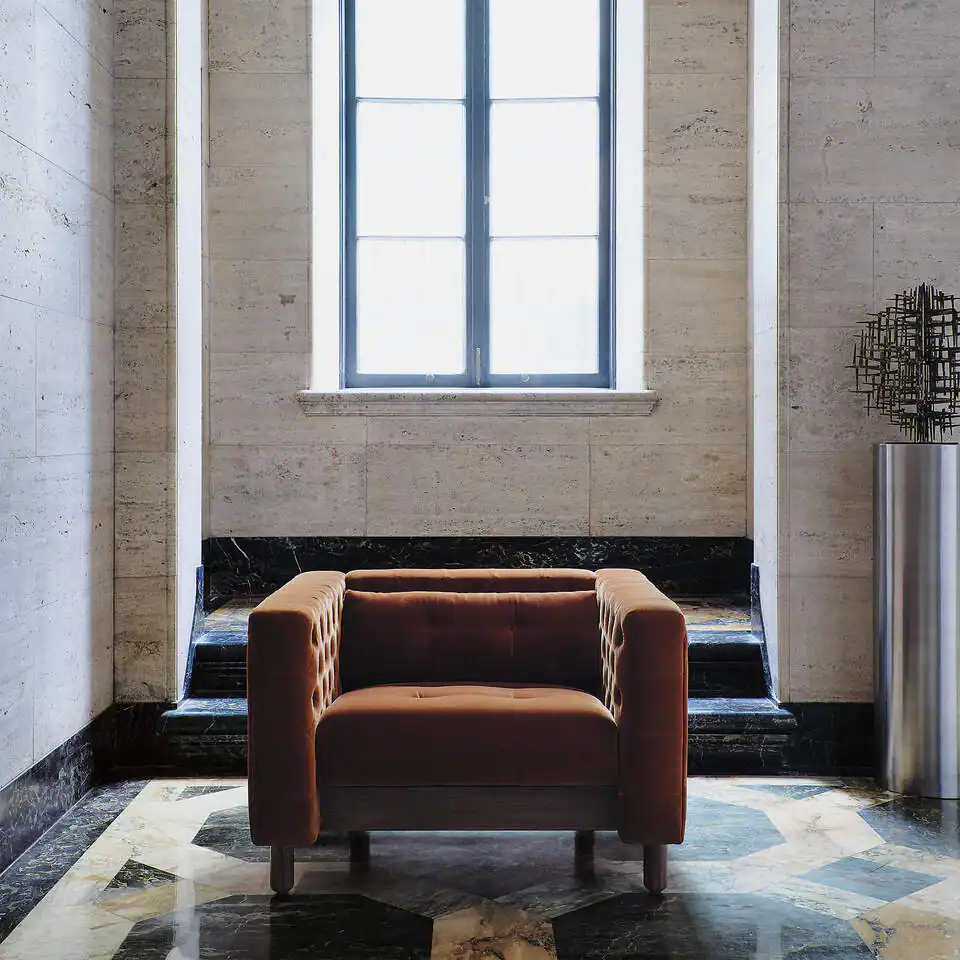 Marconi Tufted Rust Velvet Accent Chair - Image 3