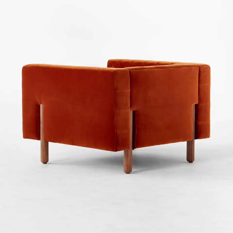 Marconi Tufted Rust Velvet Accent Chair - Image 4