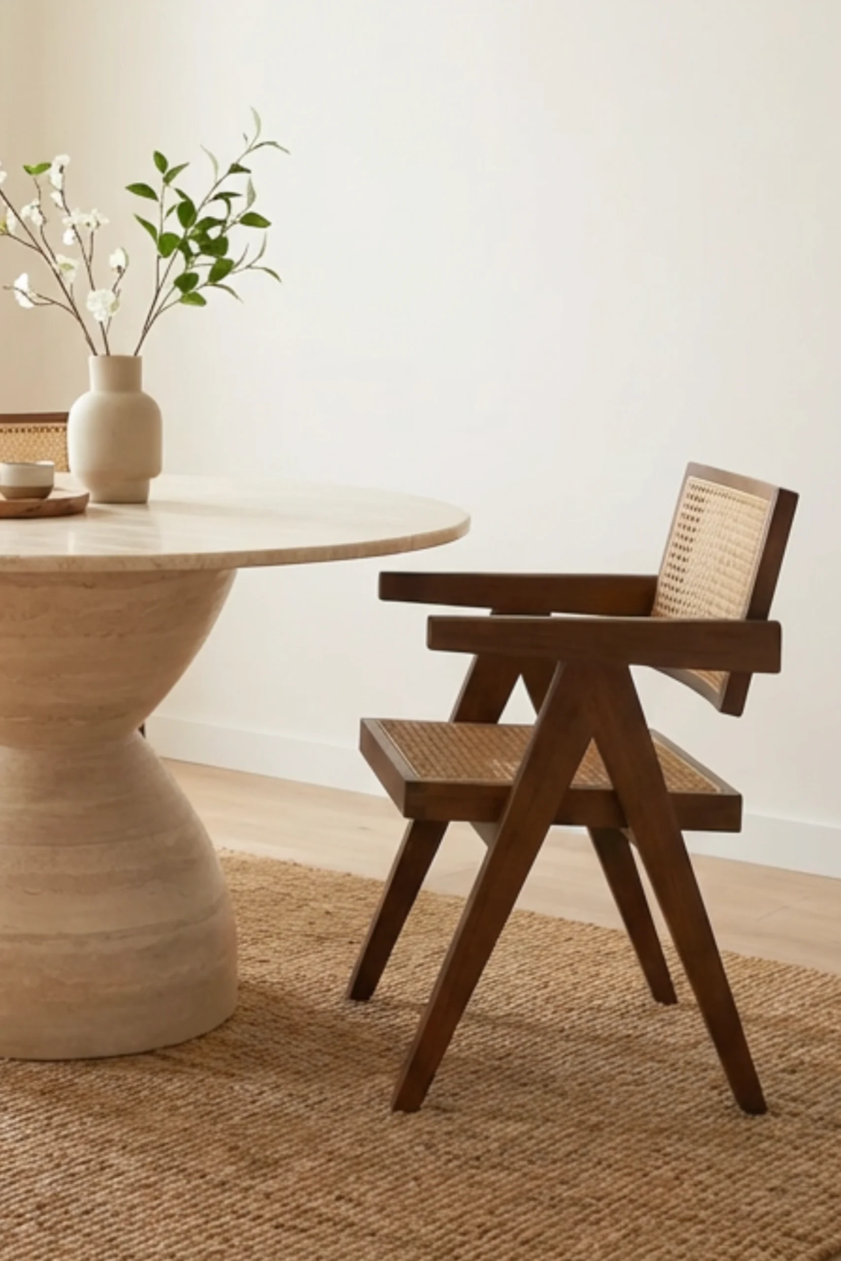 Matilda Dark Wood & Rattan Dining Chair - Image 2