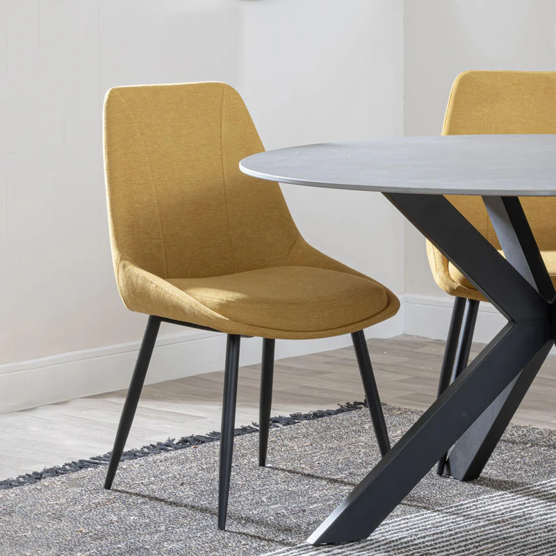 Rovereto Dining Chair - Yellow Fabric