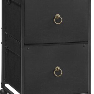 Mobile File Cabinet Rolling Office Filing Cabinet with 2 Fabric Drawers