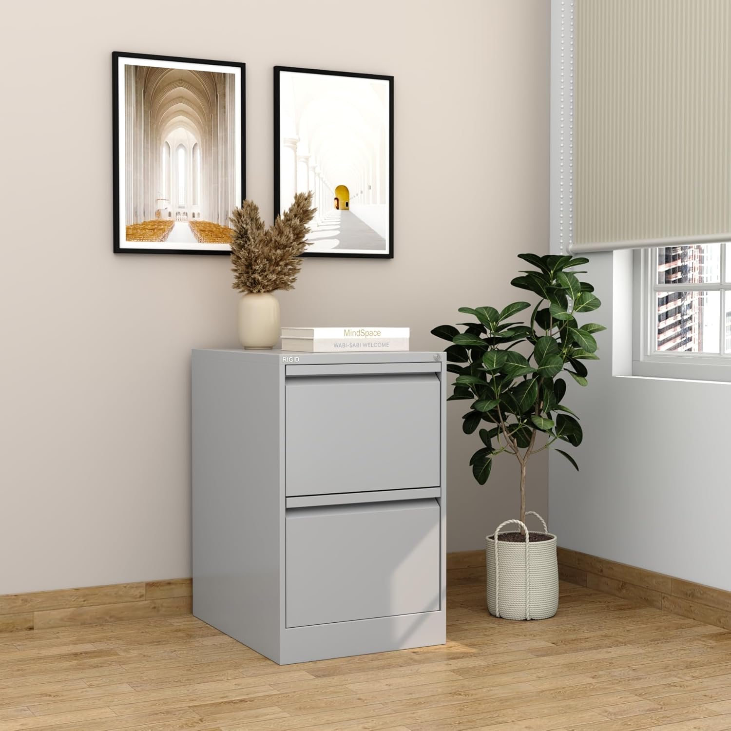 RIGID Small Storage Steel Cabinet | Metal Portable Filing Cabinet with 2 Drawers - Image 3
