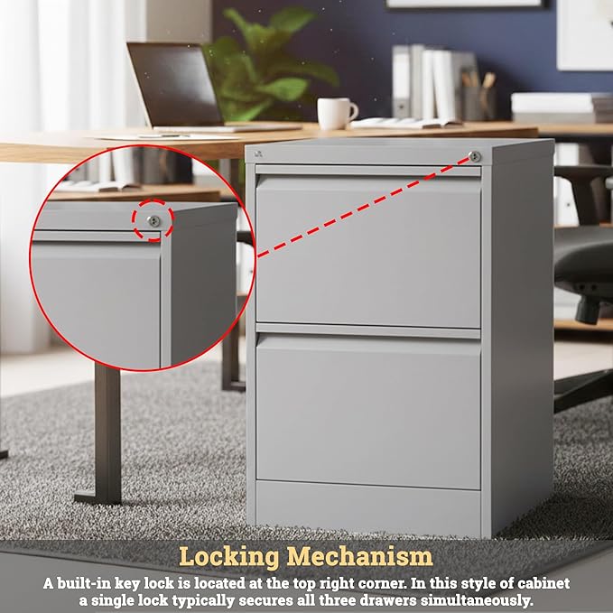 RIGID Small Storage Steel Cabinet | Metal Portable Filing Cabinet with 2 Drawers - Image 2