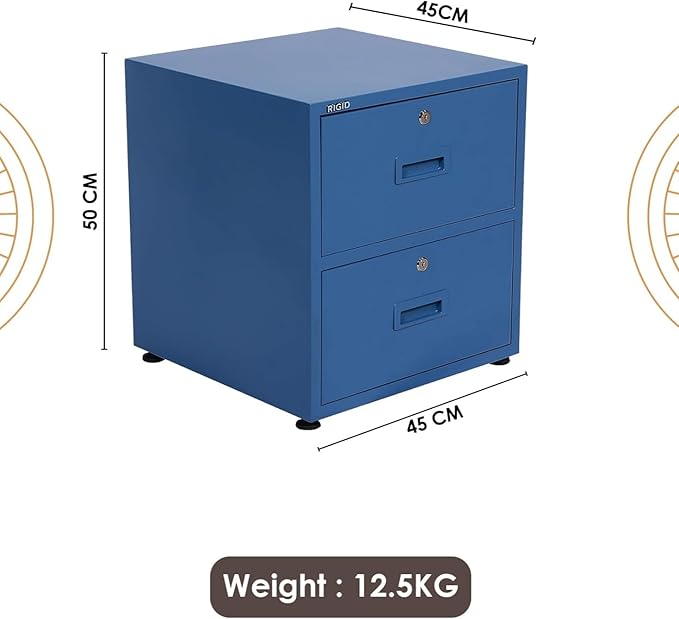 Steel Vertical File Cabinet with 2 Drawers & Key Lock - Image 2